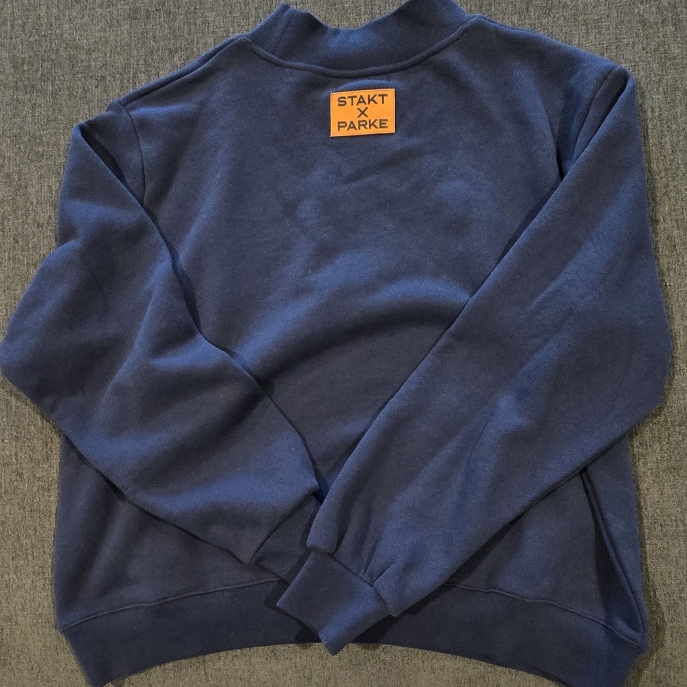 Parke RARE STAKT Navy Jean Parke Lettering L/XL Heritage Mockneck - Picture 5 of 8